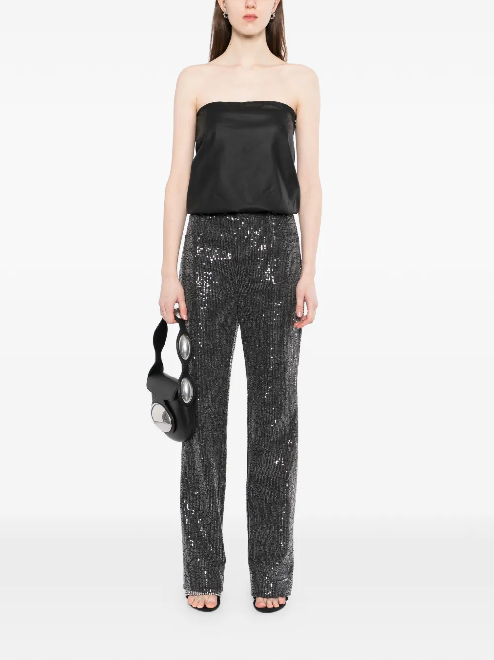  Alexander Wang Leather Strapless Top - Black 