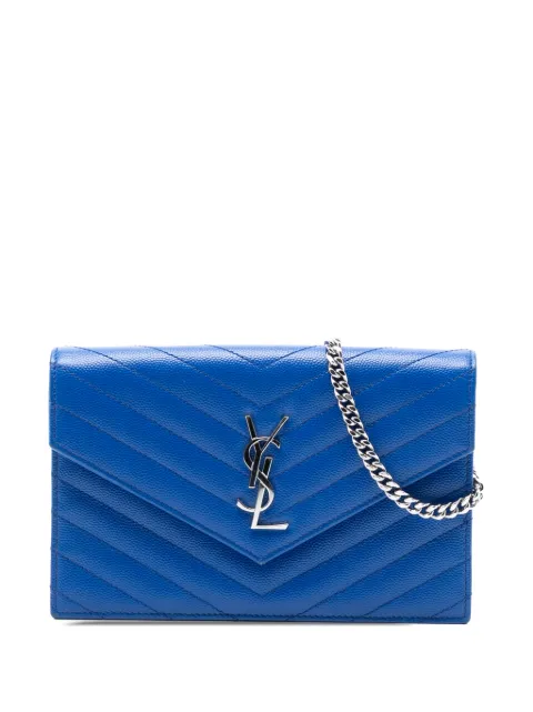 Saint Laurent Pre-Owned sac à bandoulière monogrammé Envelope Chain Wallet en cuir Grain De Poudre à matelassage chevron (2018)