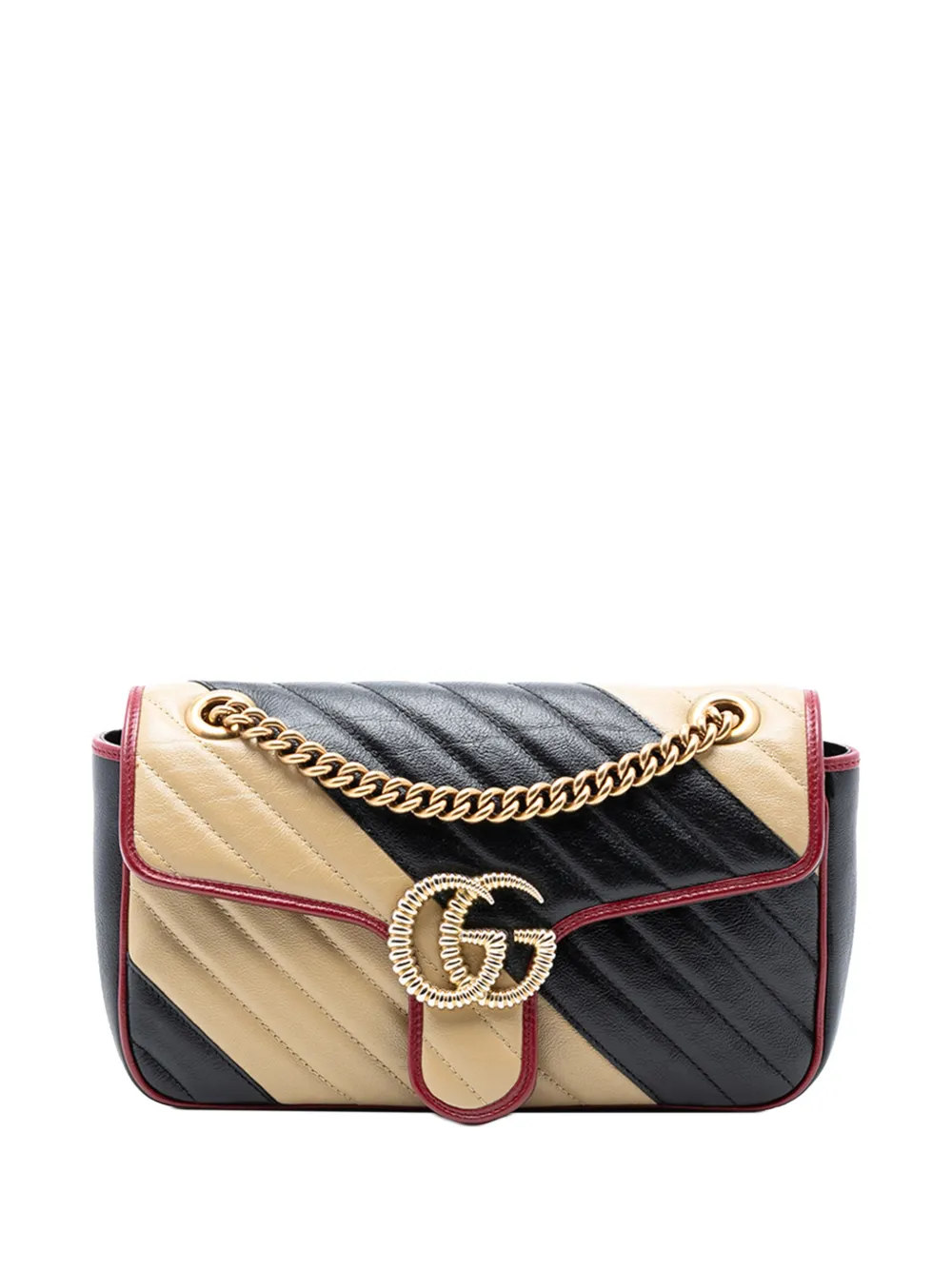 Gucci Pre-Owned 2016-2025 Medium GG Marmont Bicolor Matelasse Diagonal Leather Torchon shoulder bag - Marrone