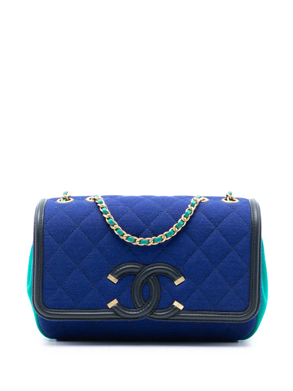 CHANEL Pre-Owned 2019 Small Jersey CC Filigree Flap crossbody bag - Blu