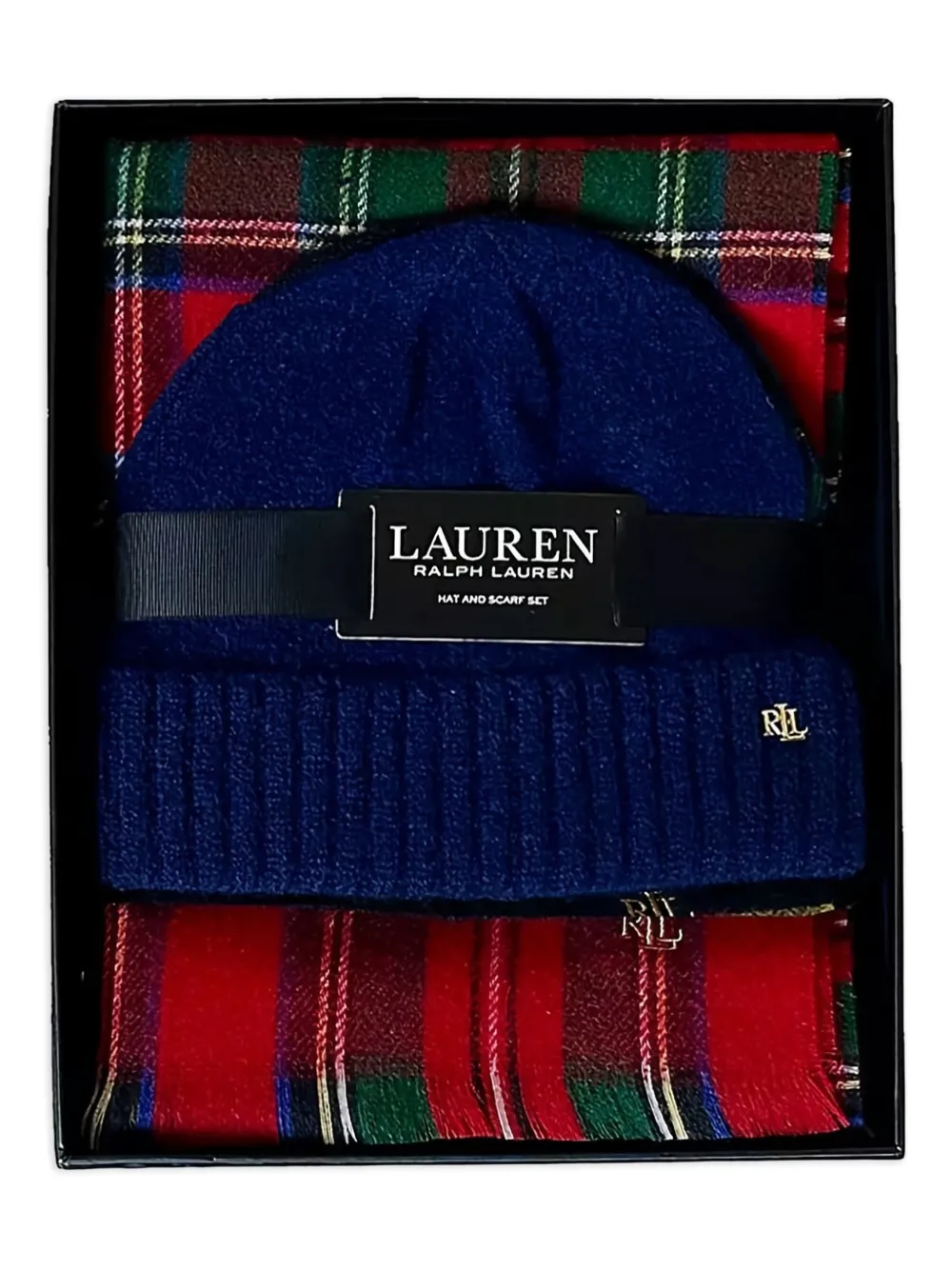 Lauren Ralph Lauren tartan-pattern fringed scarf (set of two) - Rosso