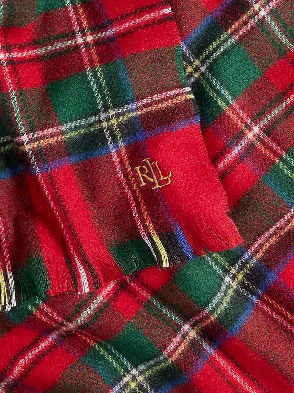 Lauren Ralph Lauren Twee sjaal met tartan ruit en franje - Rood