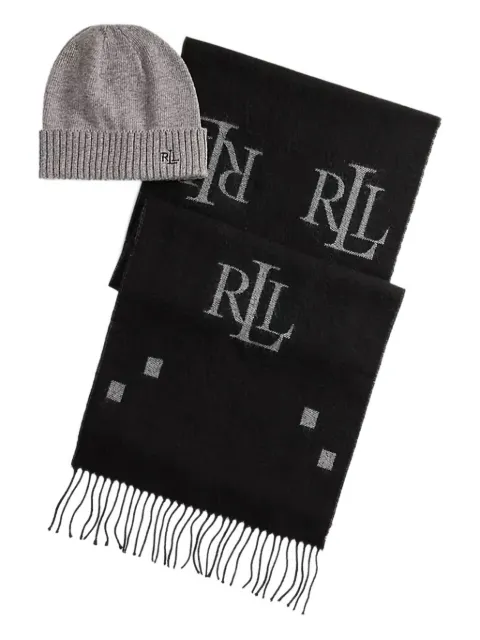 Lauren Ralph Lauren logo-print fringed scarf (set of two)