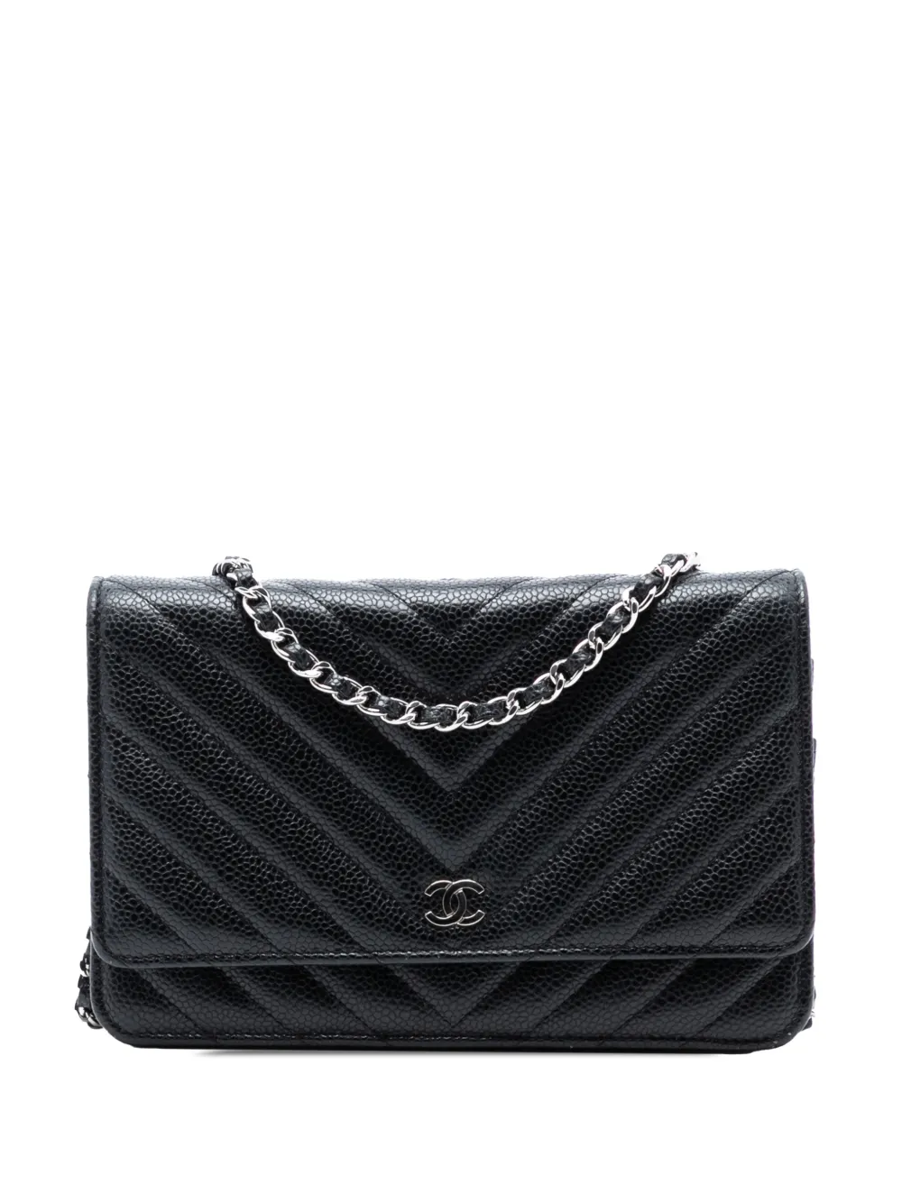 CHANEL Pre-Owned 2019 CC Chevron Caviar Wallet On Chain crossbody bag - Nero