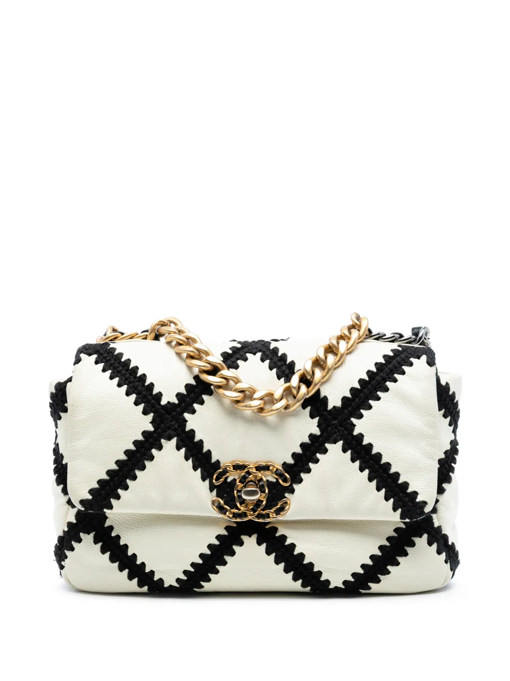 CHANEL Pre-Owned 2020 Medium Crochet Calfskin 19 Flap satchel - Bianco