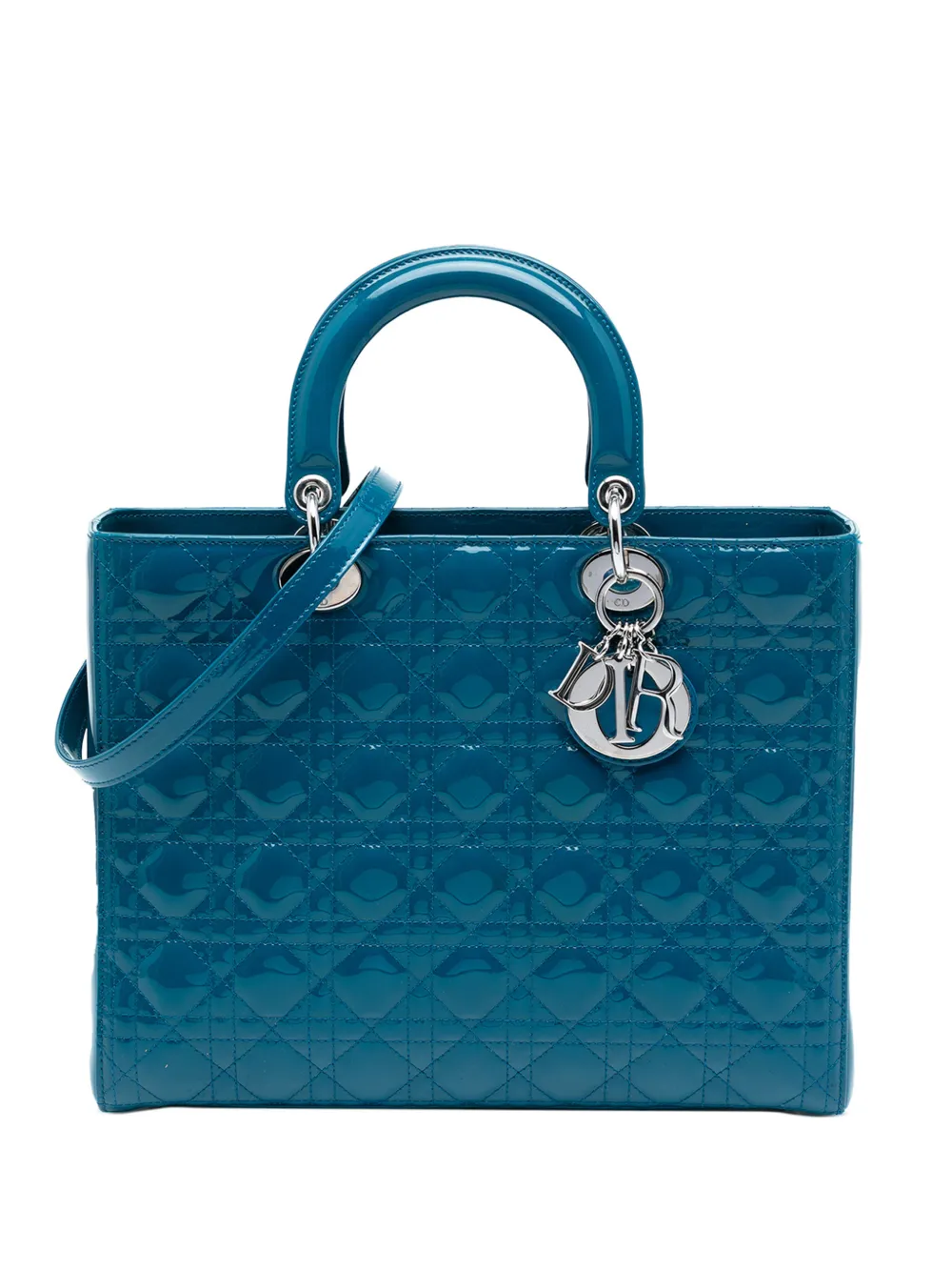 Christian Dior Pre-Owned 2012 Large Patent Cannage Lady Dior satchel - Blau