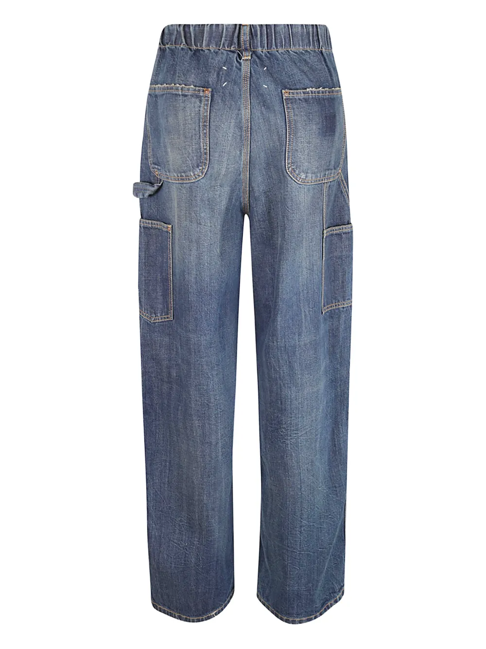 Maison Margiela Gerafelde jeans met stikseldetail en wijde pijpen Blauw