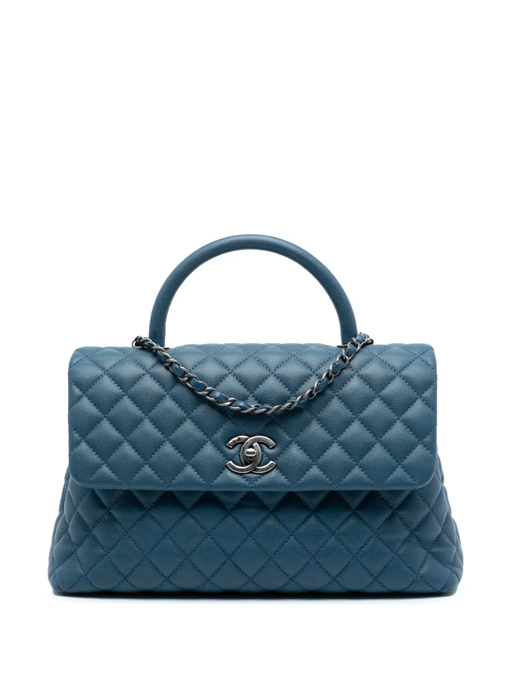 CHANEL Pre-Owned Borsa a tracolla Coco media in pelle Caviar trapuntata con manico 2016-2017 - Blu