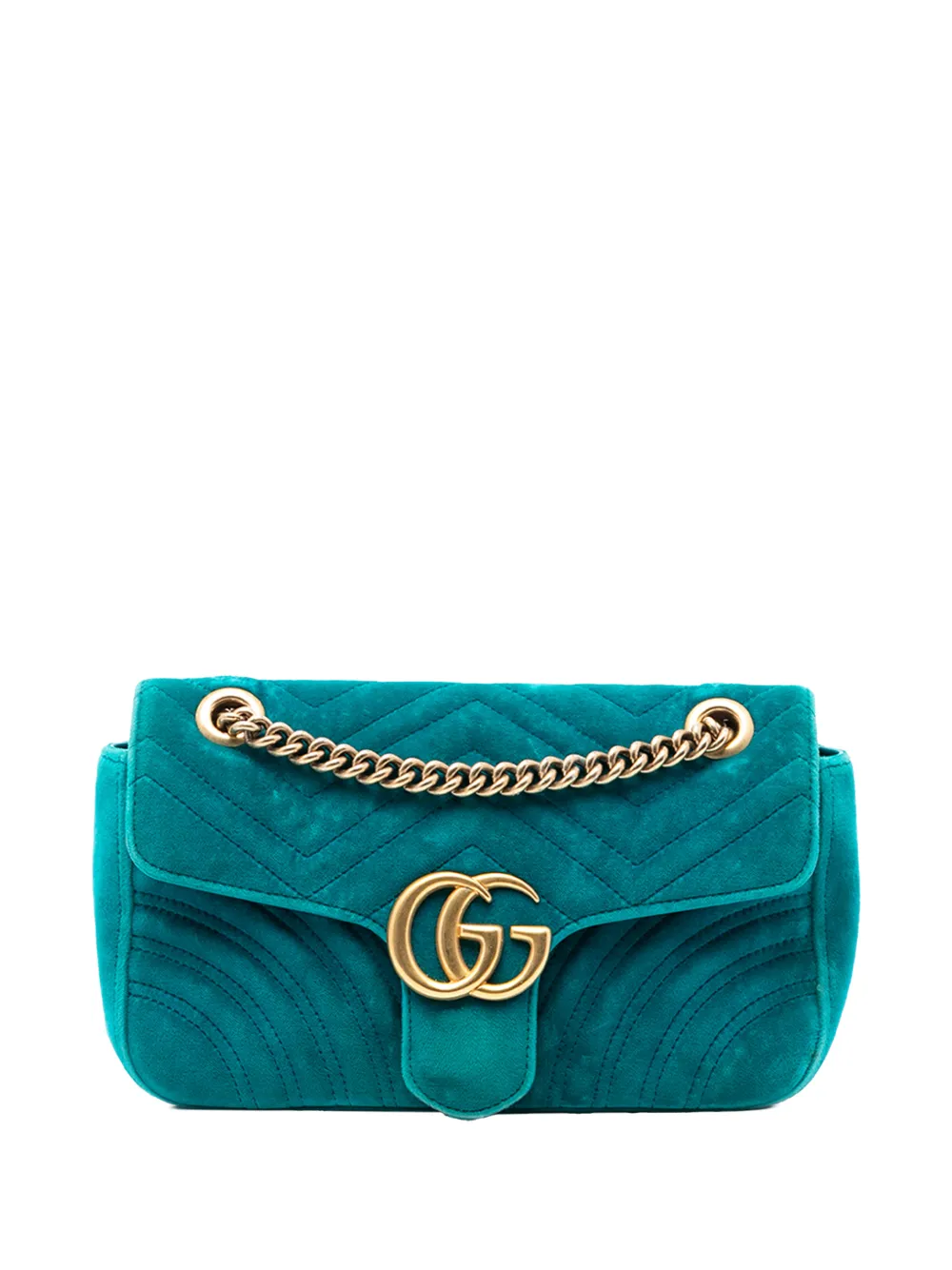 Gucci Pre-Owned 2016-2025 Medium GG Marmont Matelasse Velvet shoulder bag - Blu