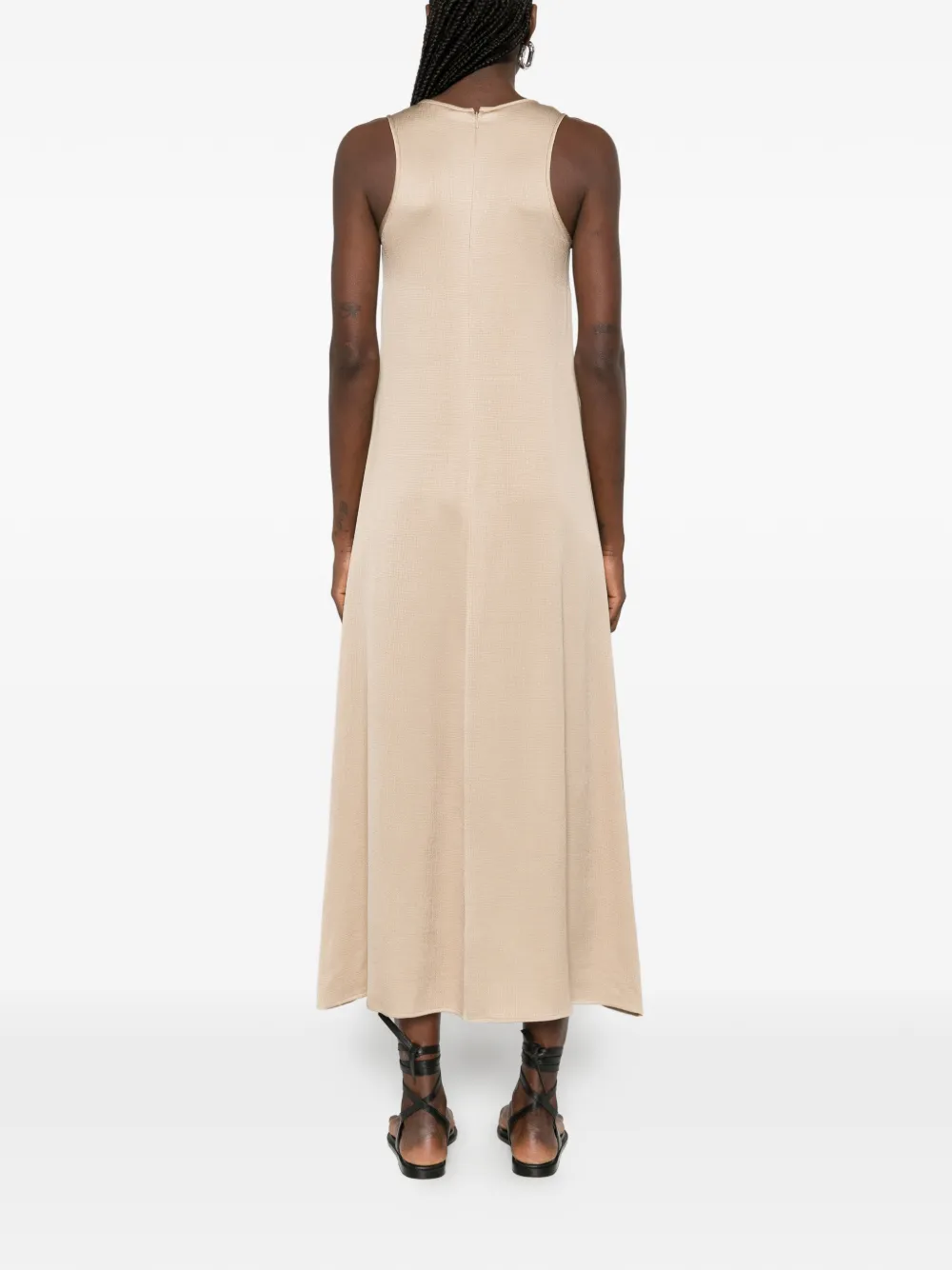 Peserico Mouwloze midi-jurk met verfraaide hals Beige