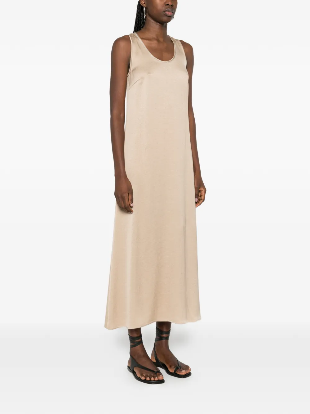 Peserico Mouwloze midi-jurk met verfraaide hals Beige