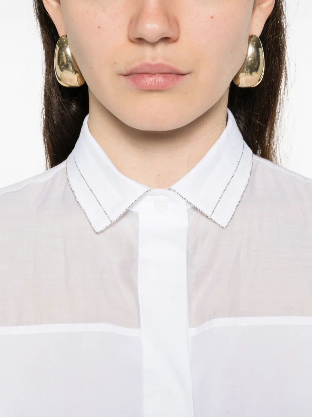 Peserico Blouse met verfraaide kraag Wit