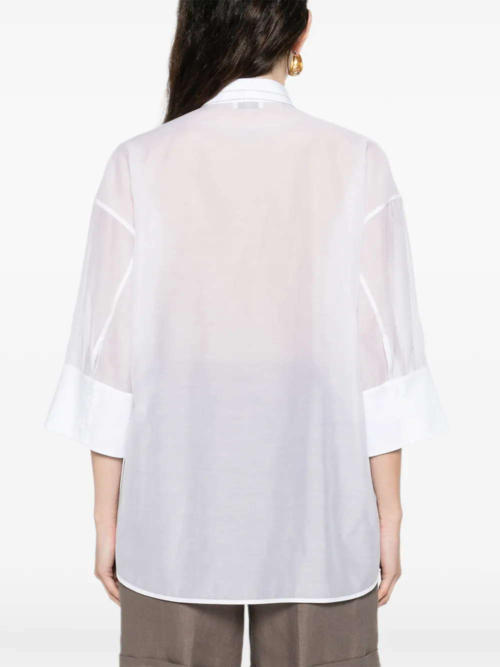 Peserico Blouse met verfraaide kraag Wit