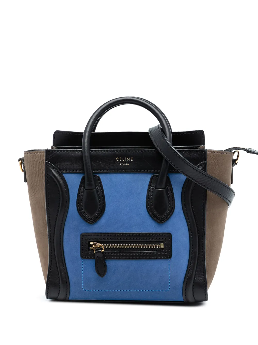 Celine Pre-Owned 2012 Nano Tricolor Nubuck and Calfskin Luggage Tote satchel - Blu