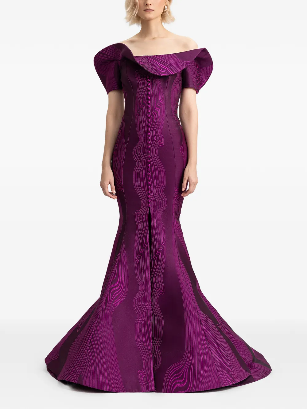 Gemy Maalouf draped off-shoulder gown - Paars