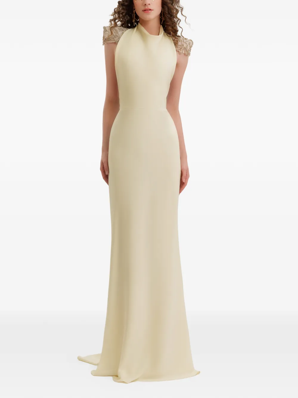 Gemy Maalouf shoulder-detail gown - Beige