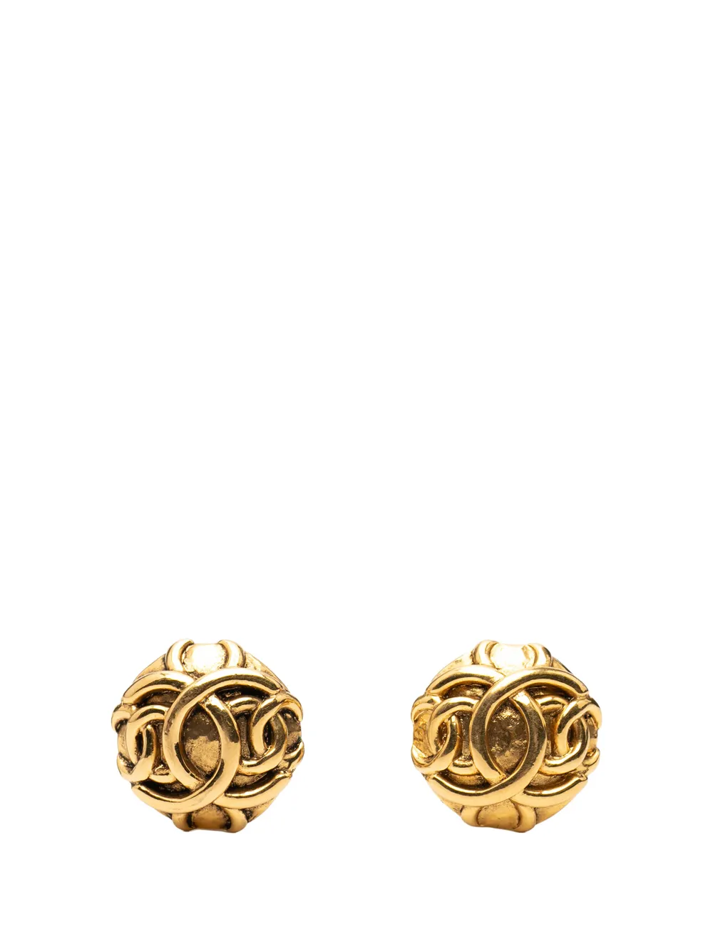 CHANEL Pre-Owned 1980-1990 CC Gold Plated Round Clip On Earrings costume earrings - Oro
