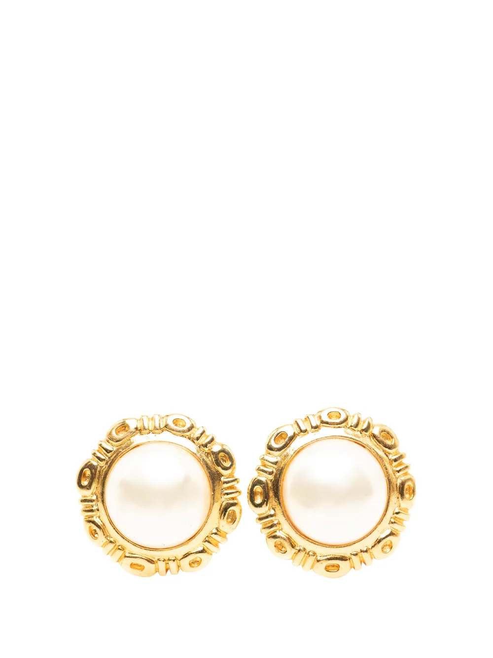 CHANEL Pre-Owned 1970-1980 Gold Plated Faux Pearl Clip On Earrings costume earrings - Oro