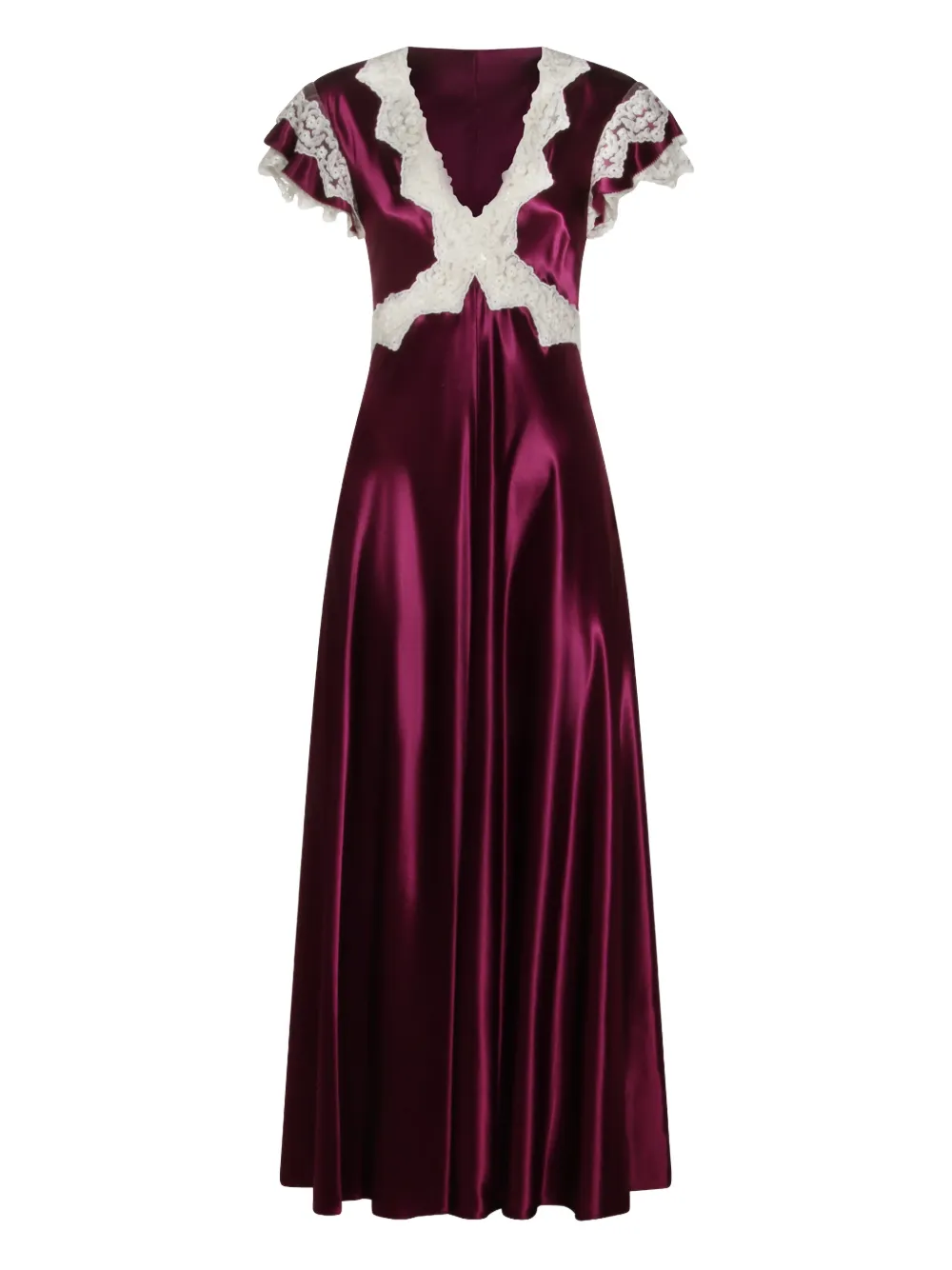 Alberta Ferretti lace V-neck dress - Violett