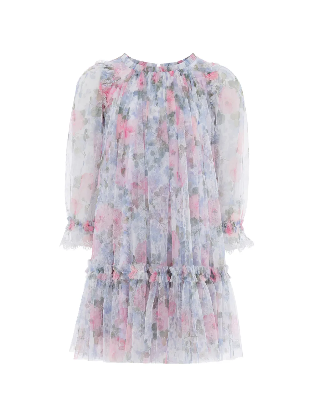 NEEDLE & THREAD KIDS ruffled floral dress - Bianco