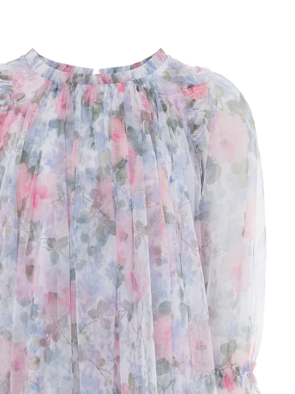 NEEDLE & THREAD KIDS Jurk met ruches en bloemenprint Wit