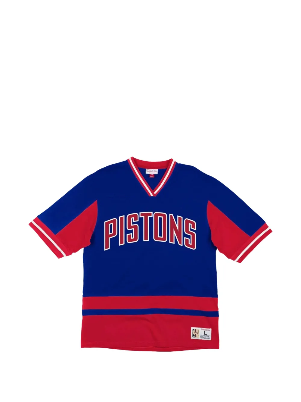 Mitchell & Ness T-shirt Detroit Pistons con scollo a V BOSS x NBA - Blu