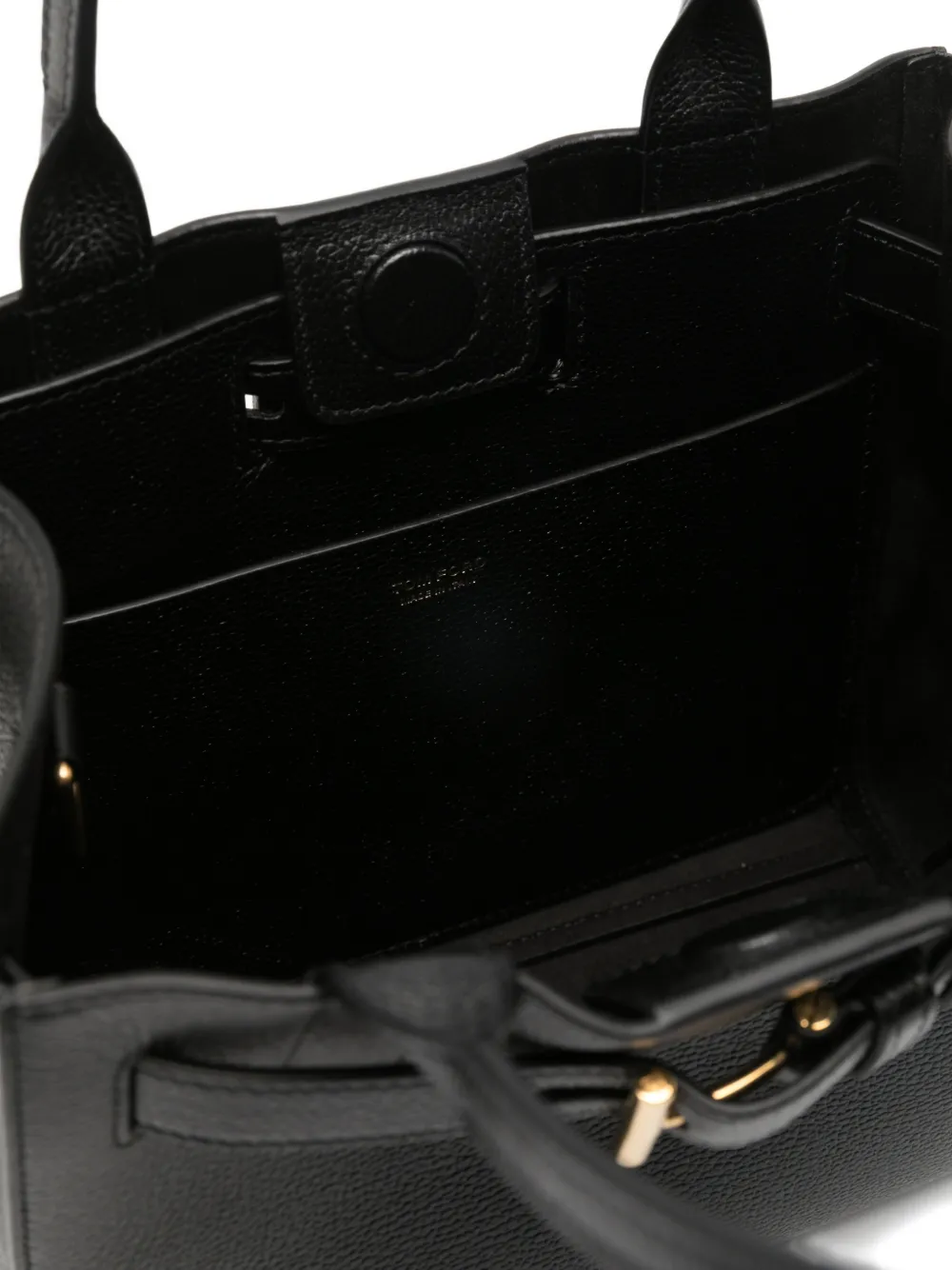 Tom Ford Grain Leather Audrey Small Tote Bag in Black, view 5