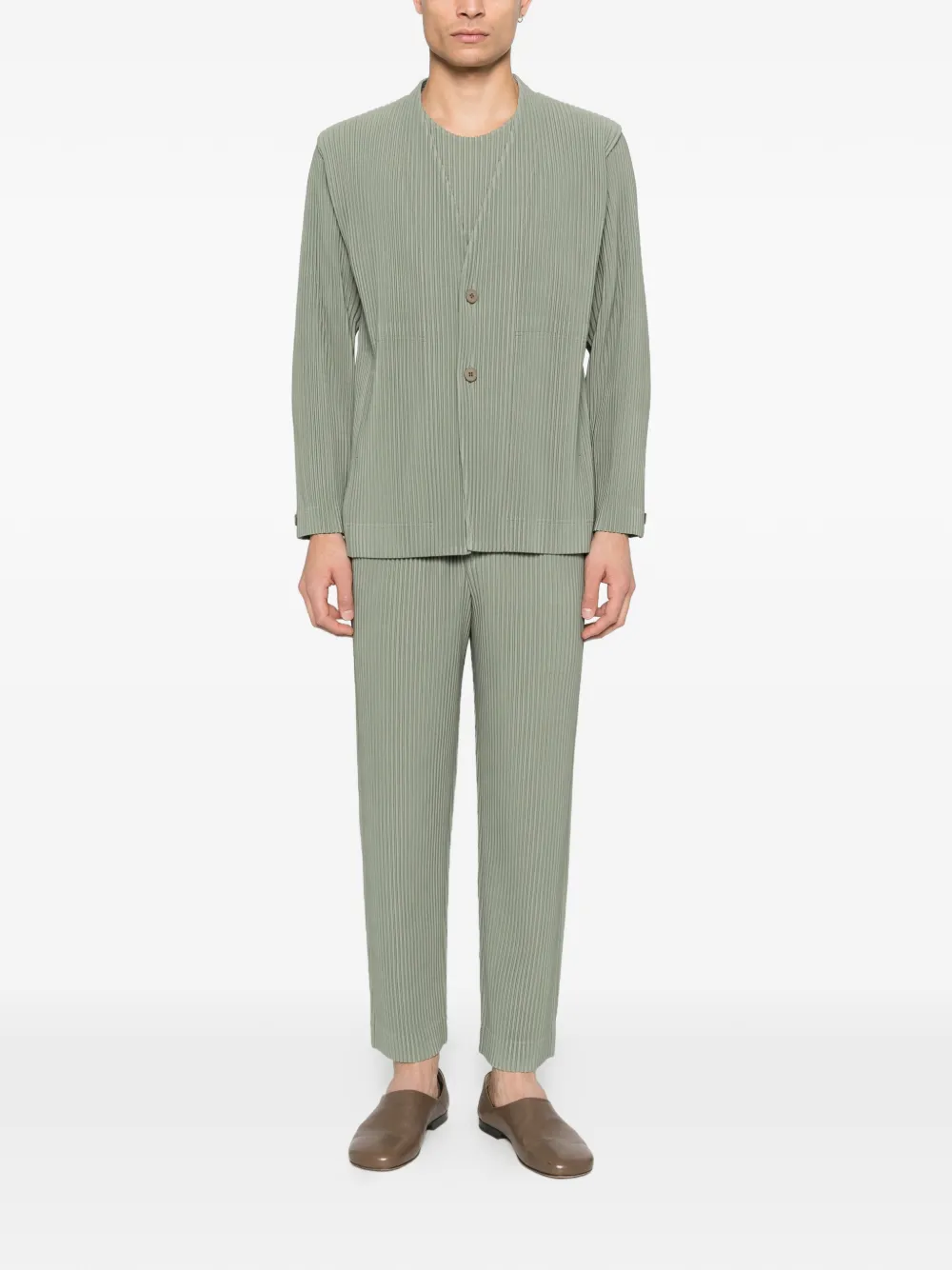 Homme Pliss&eacute; Issey Miyake pleated trousers - Groen