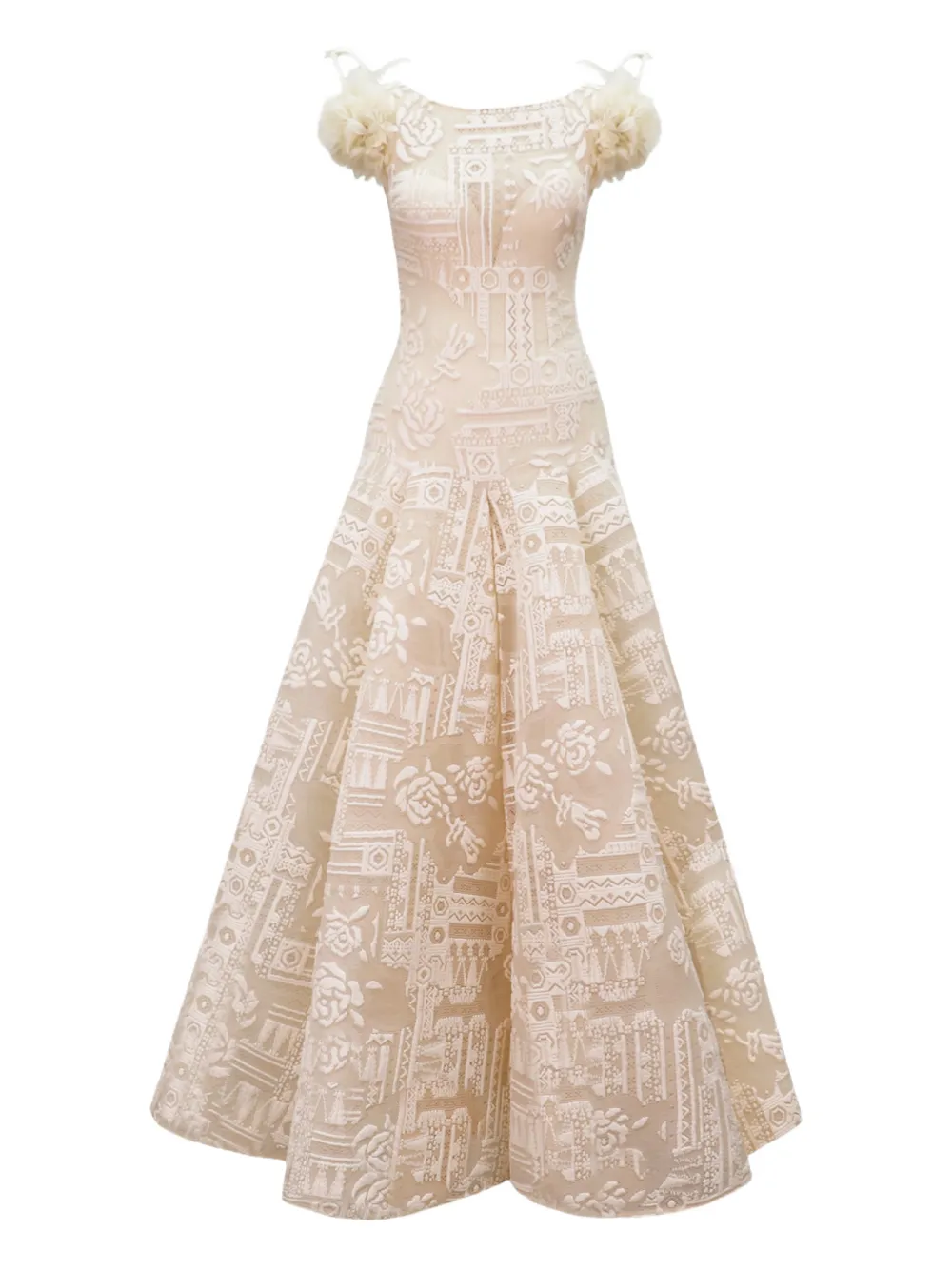 Gemy Maalouf dropped-waistline gown - Neutrals