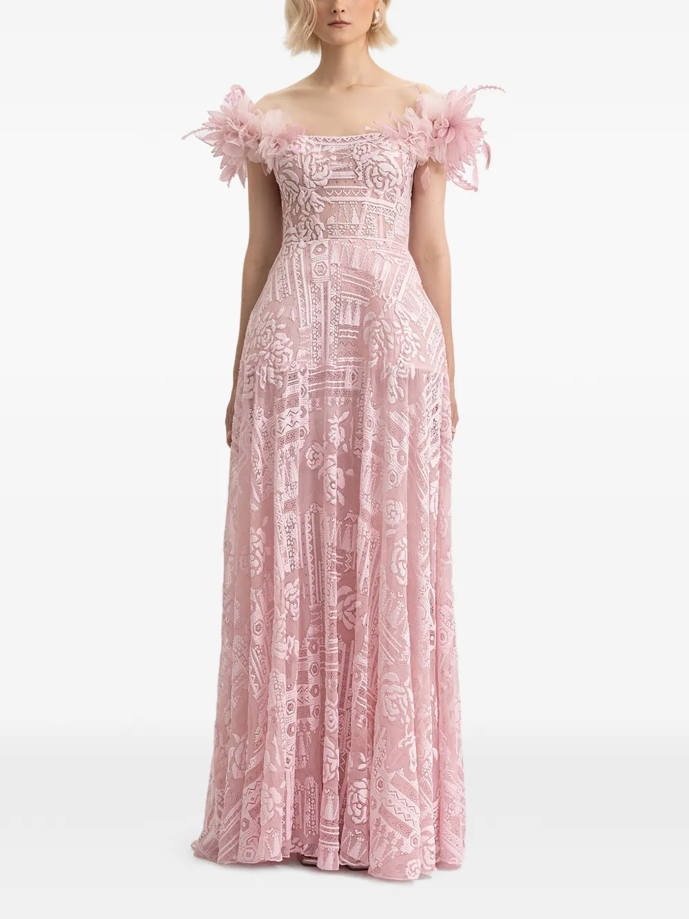 Gemy Maalouf structured underskirt gown – Pink