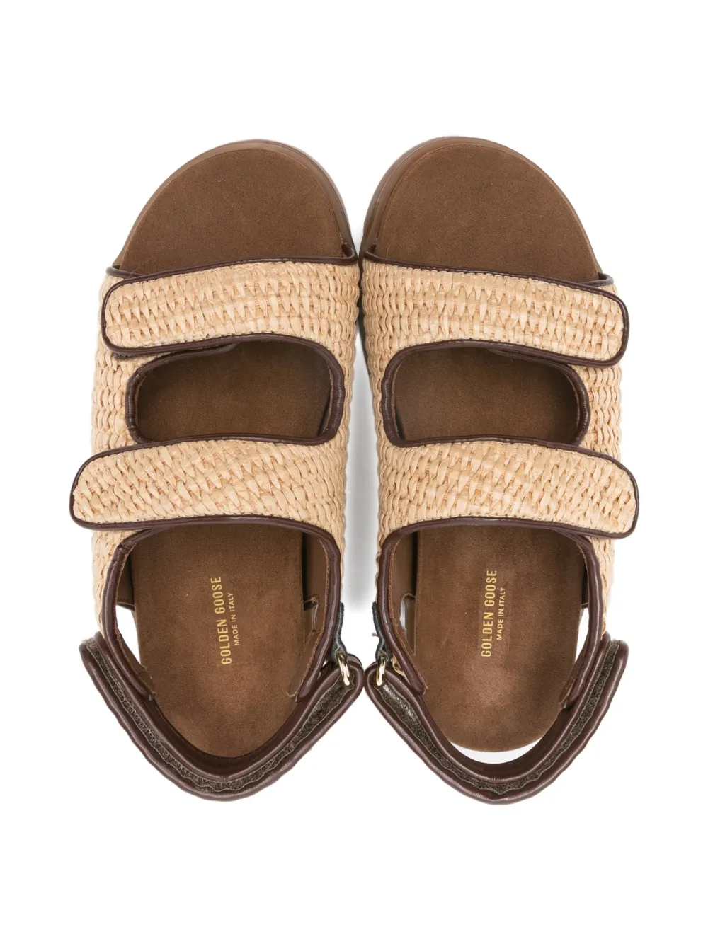 Golden Goose Kids Noa sandalen met raffia bandje Beige