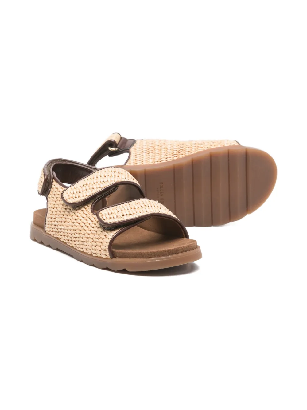Golden Goose Kids Noa sandalen met raffia bandje Beige