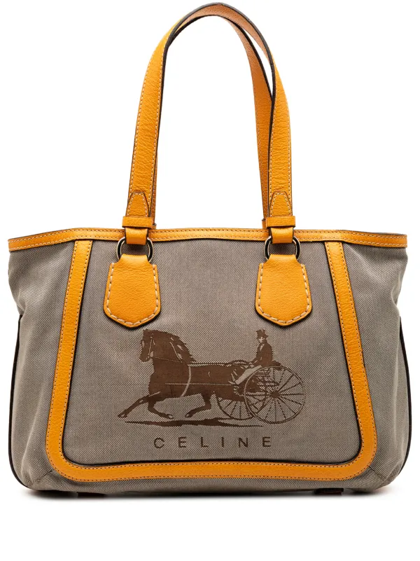 Celine Pre-owned 2007 Canvas Carriage Tote Bag in Orange