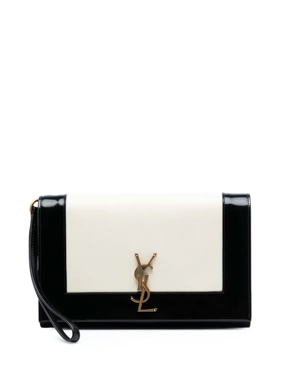 Saint Laurent Pre-Owned 2023 Brushed Leather Trimmed Lambskin Cassandre Flap Pouch clutch bag - Bianco