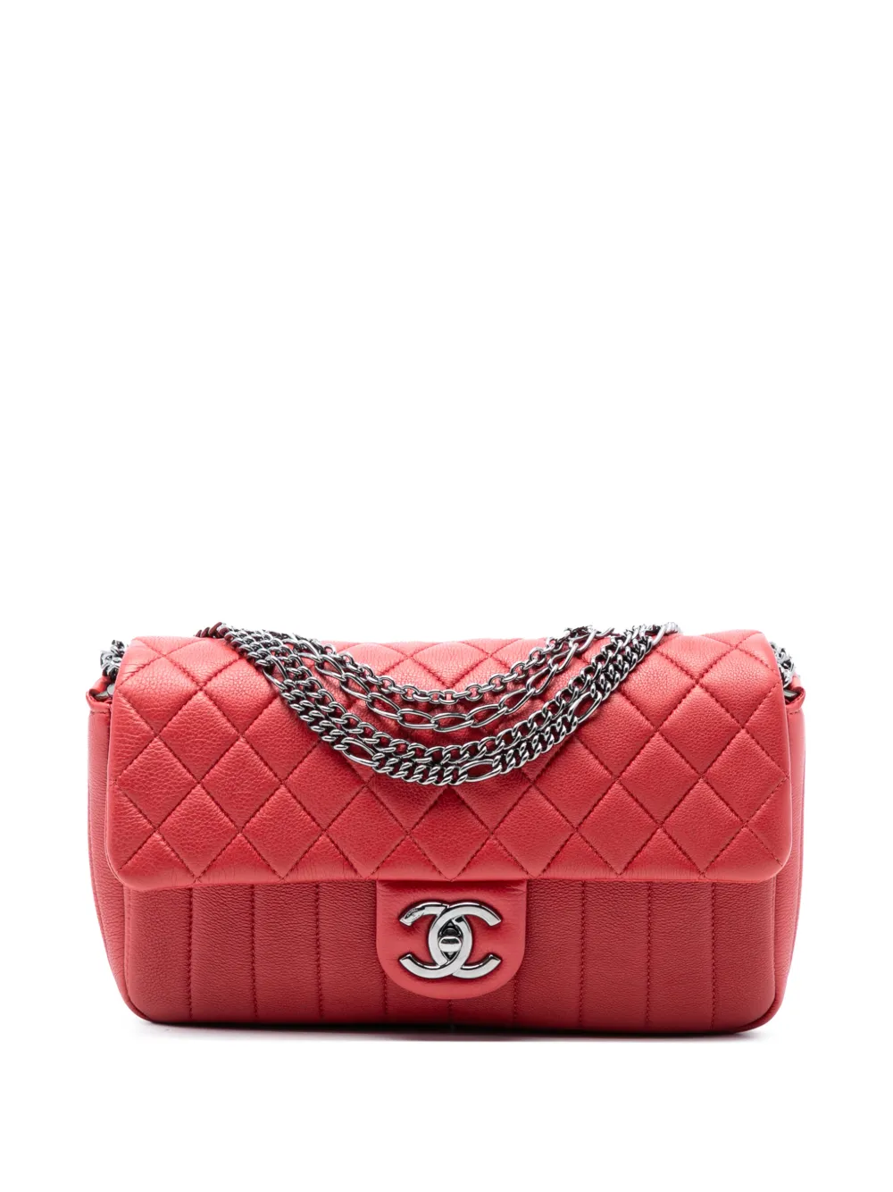 CHANEL Pre-Owned 2014 CC Quilted Calfskin Multi Chain Flap shoulder bag - Rosso