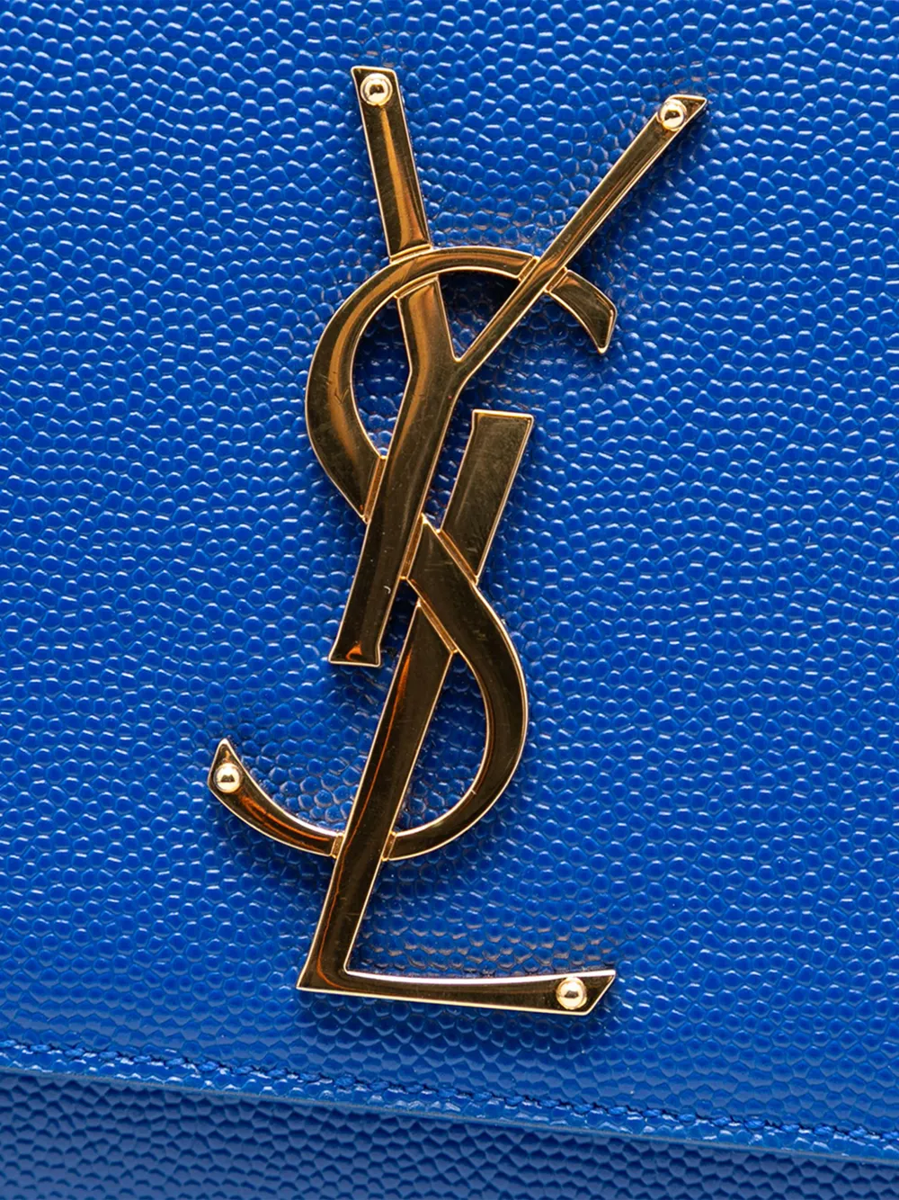 SAINT LAURENT Pre-owned 2014 Grain De Poudre Monogram Cassandre Clutch Bag In Blue