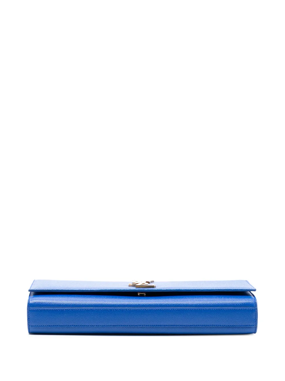 SAINT LAURENT Pre-owned 2014 Grain De Poudre Monogram Cassandre Clutch Bag In Blue