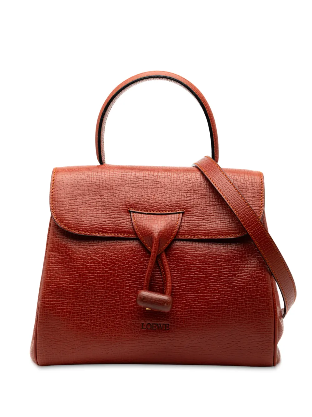 Loewe Pre-Owned 2010-2025 Grained Calfskin Flap satchel - Rosso