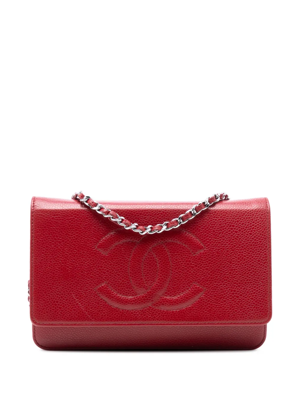 CHANEL Pre-Owned 2012 CC Caviar Wallet On Chain crossbody bag - Rosso