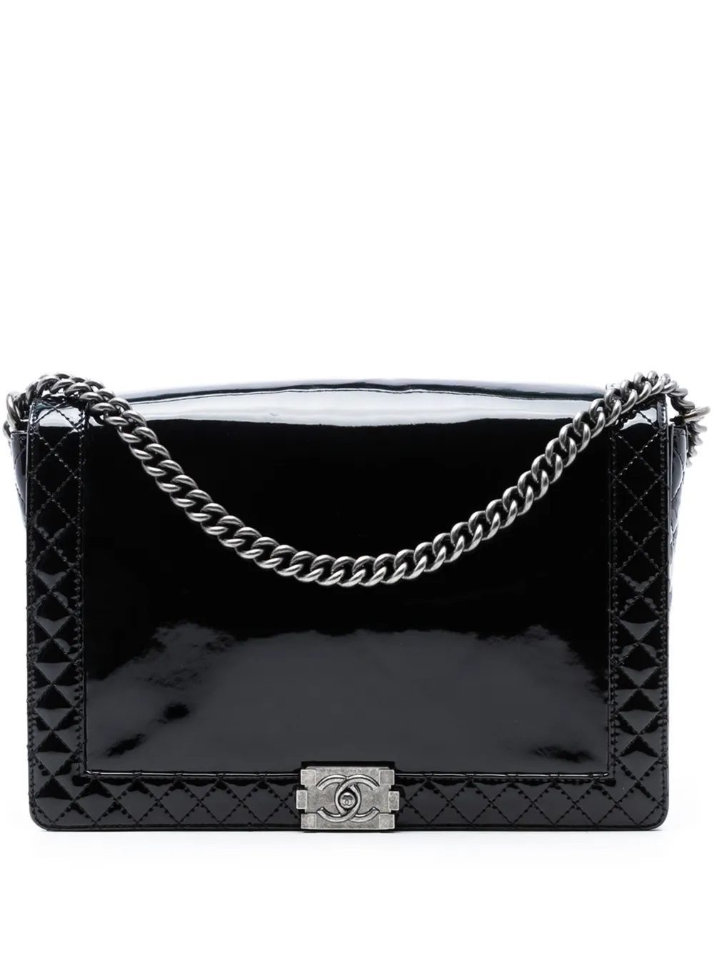 CHANEL Pre-Owned 2013-2014 Extra Large Patent Boy Reverso Flap crossbody bag - Nero