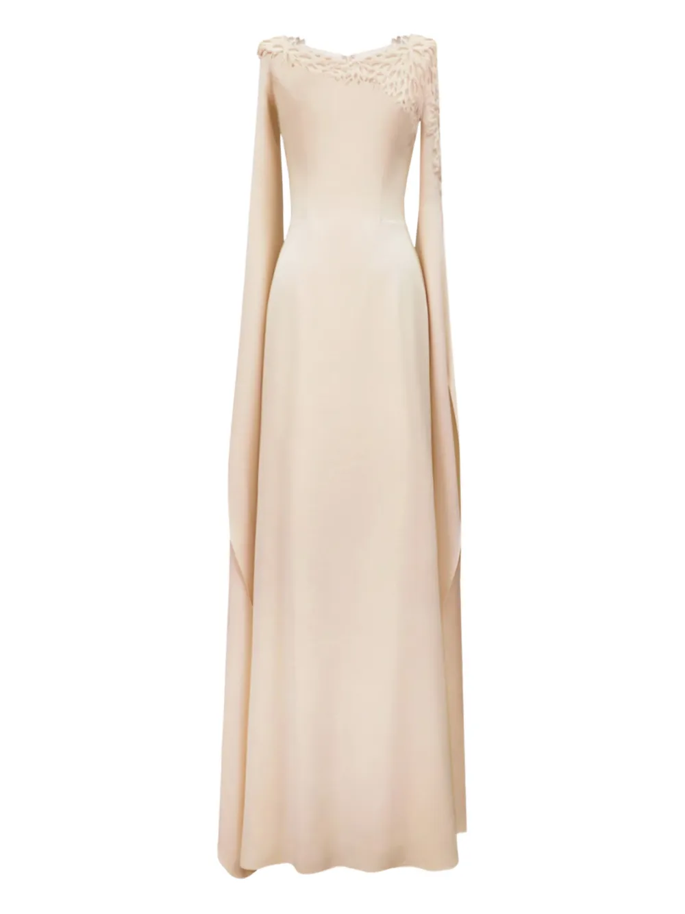 Gemy Maalouf beaded-neckline gown - Neutrals