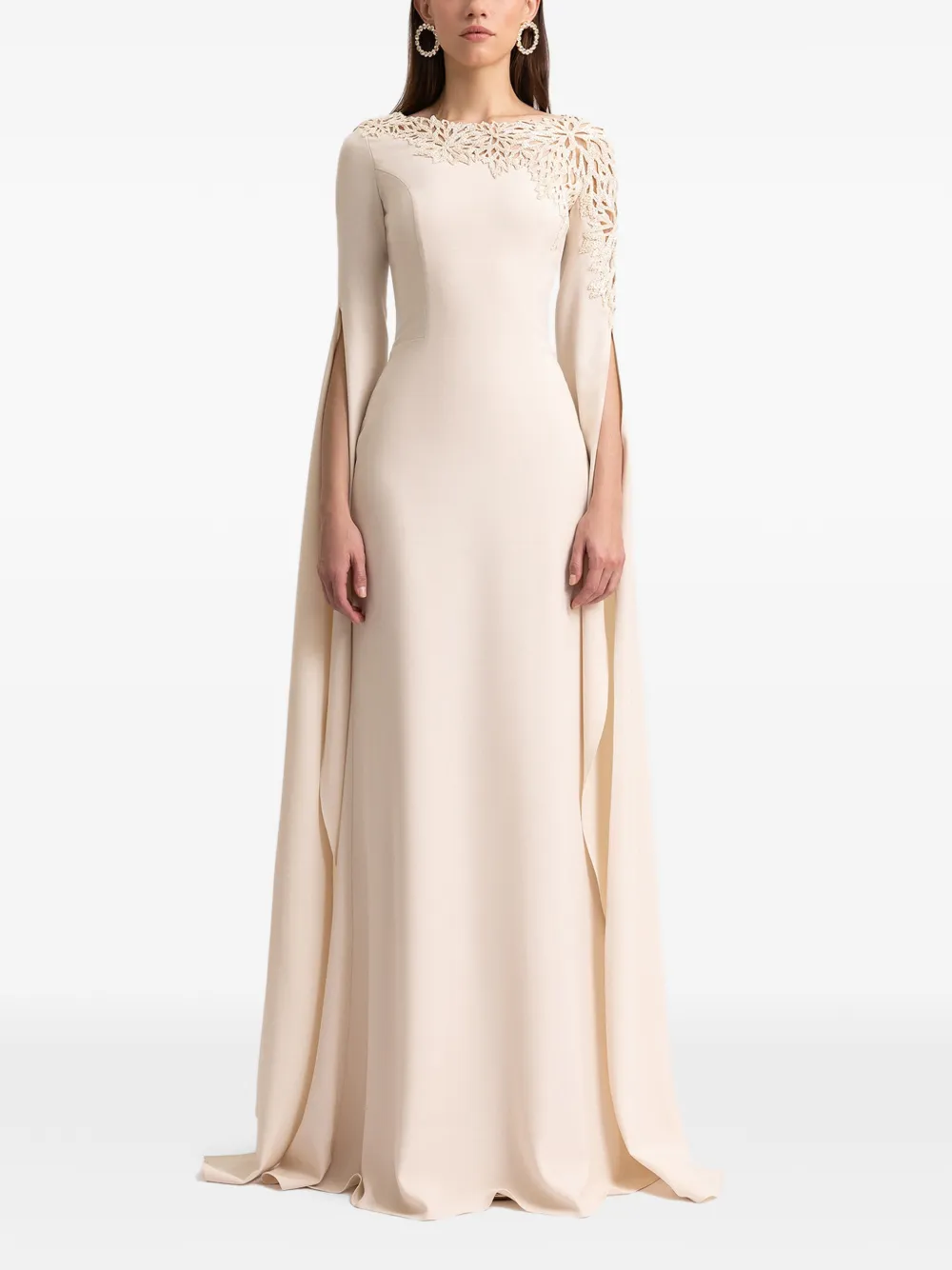 Gemy Maalouf beaded-neckline gown - Toni neutri