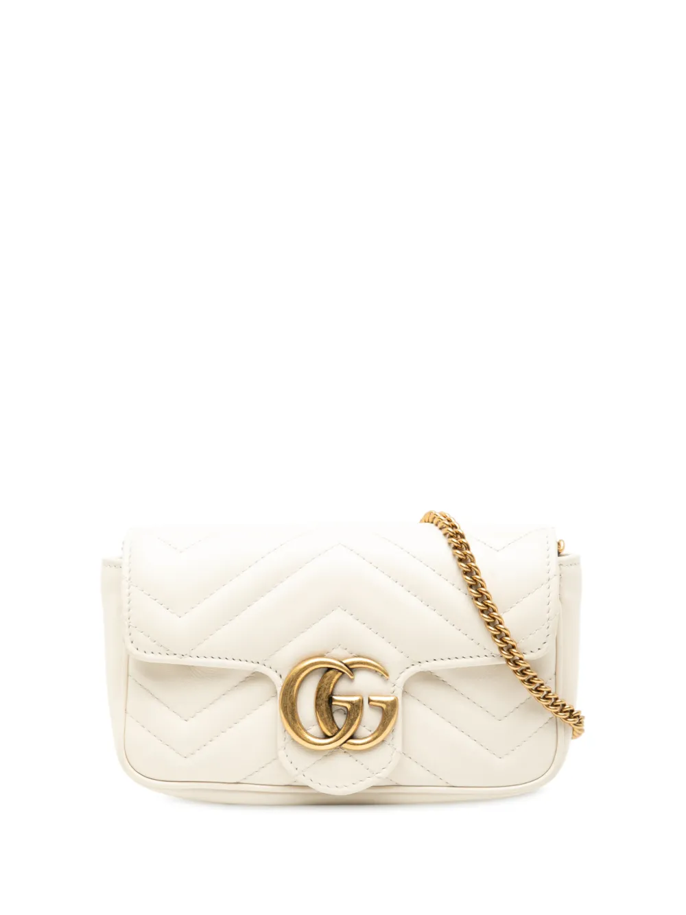 Gucci Pre-Owned 2016-2025 Mini GG Marmont Matelasse Leather Flap crossbody bag - Bianco