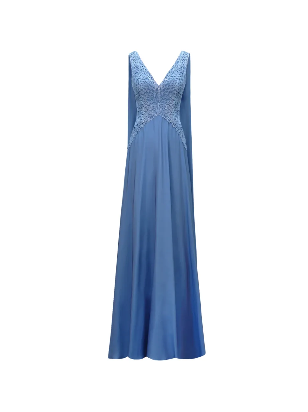 Gemy Maalouf Avondjurk met kralen en cape Blauw