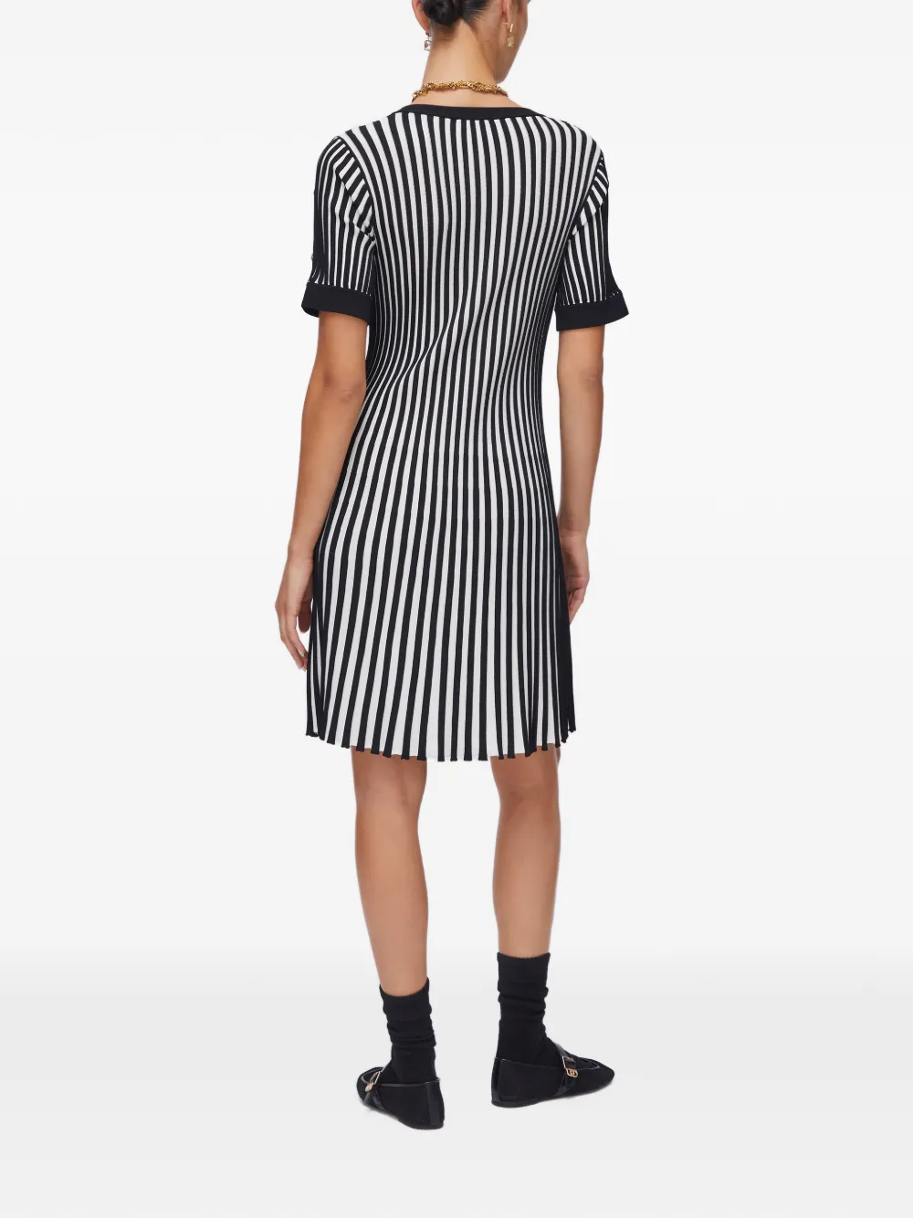 Ribbed-Knit Striped Dress