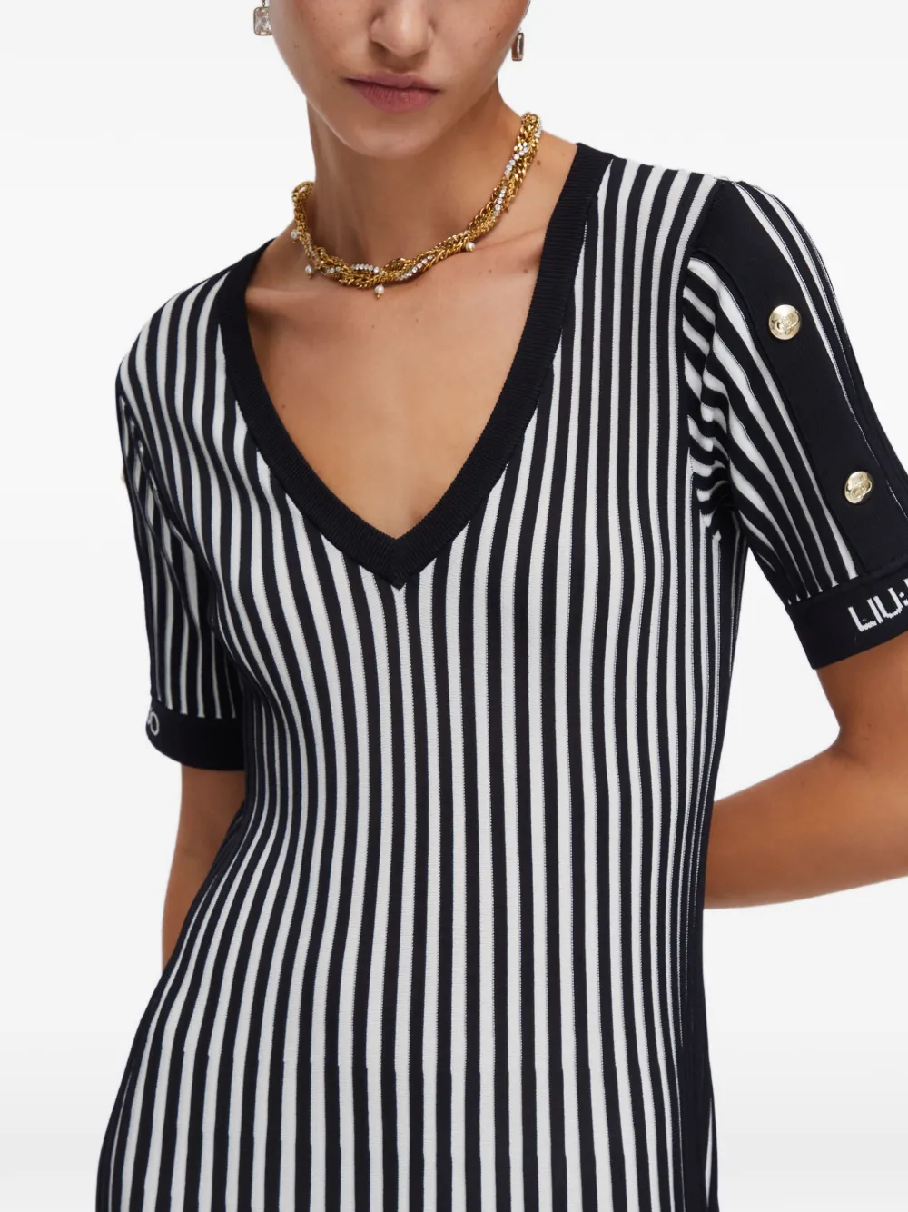 Ribbed-Knit Striped Dress