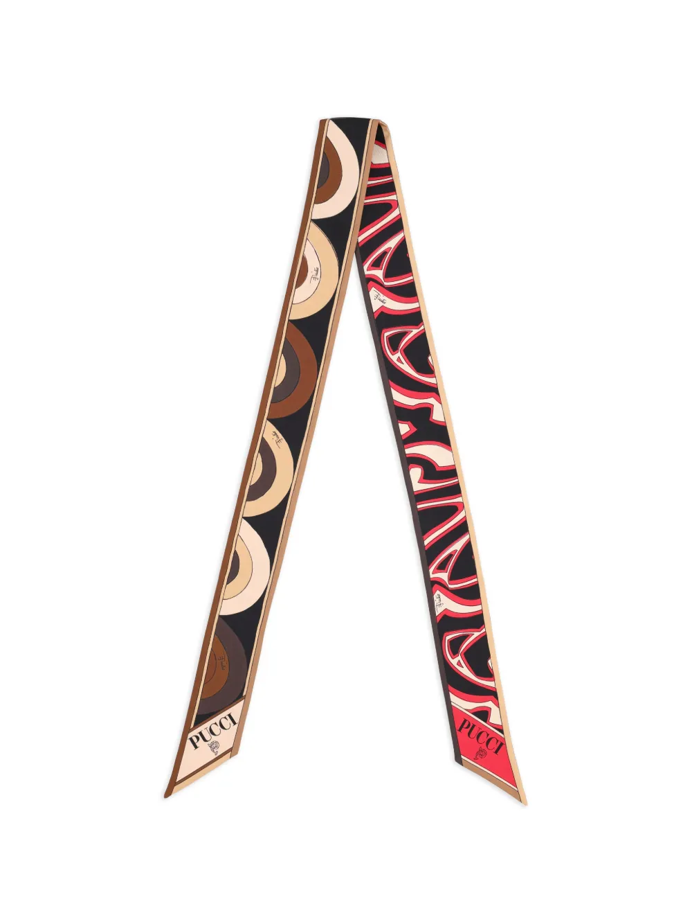 PUCCI Foulard in seta con stampa geometrica - Marrone