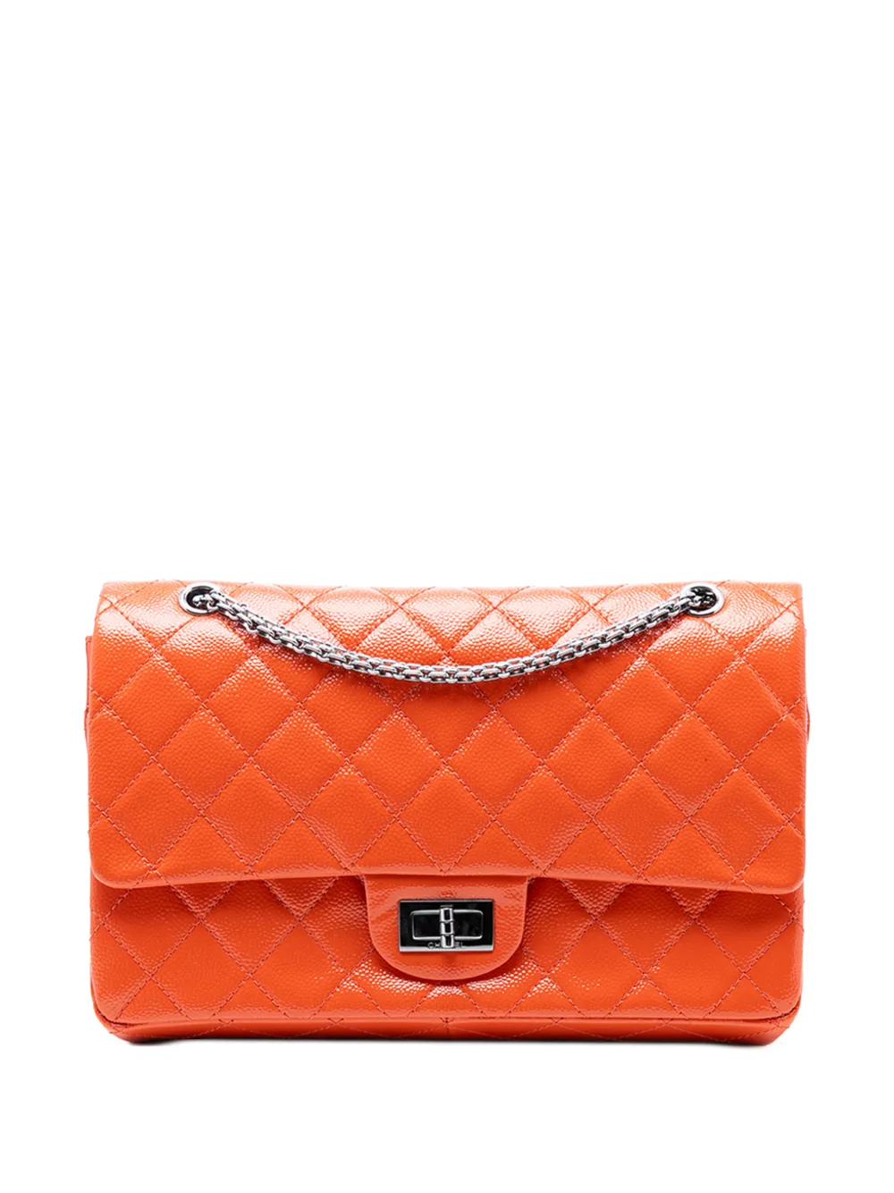 CHANEL Pre-Owned 2014-2015 Quilted Patent Caviar Reissue 2.55 Double Flap 227 shoulder bag - Arancione