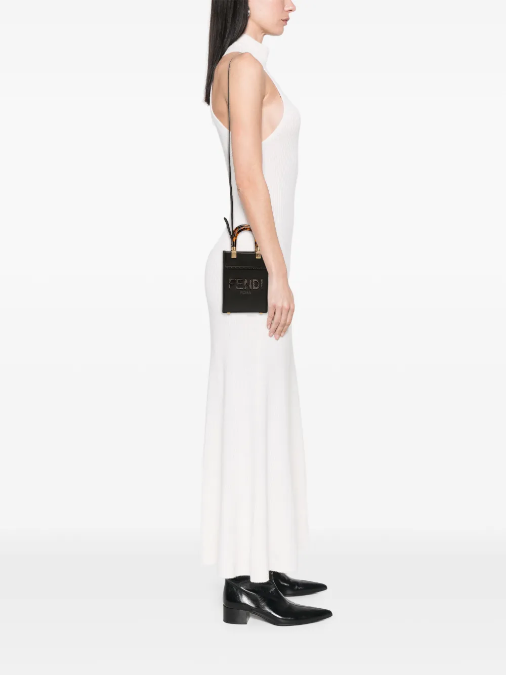 Pre-owned Fendi 2010-2025 Mini Sunshine Shopper Tote Satchel In Black