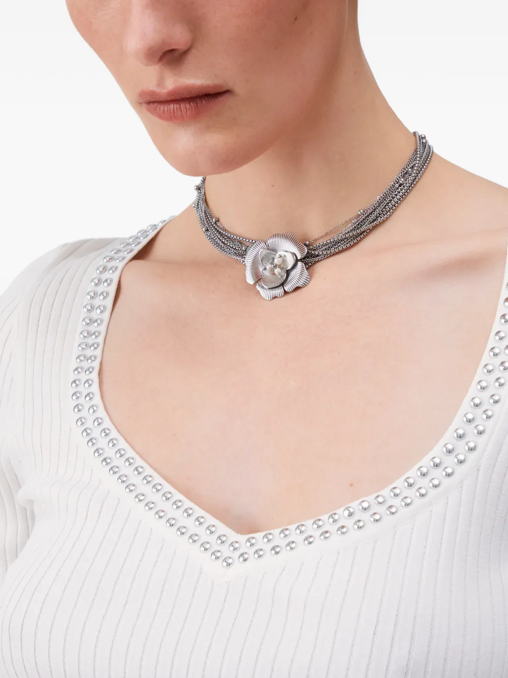 LIU JO Top met V-hals en studs Wit